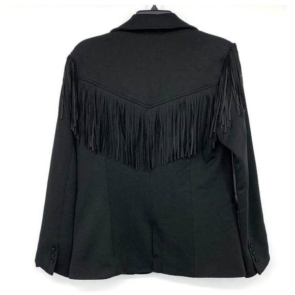 NWT Free People X Blank NYC Show Stopper Black Fringe Blazer Size Small - Picture 10 of 10
